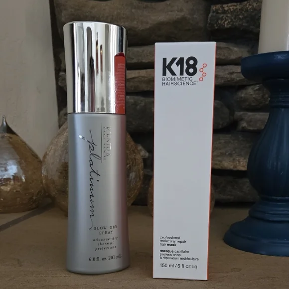 Bundle Of High End $$$ K18 JUMBO repair Mask & Kenra Platinum Blow-Dry Spray - Picture 1 of 2